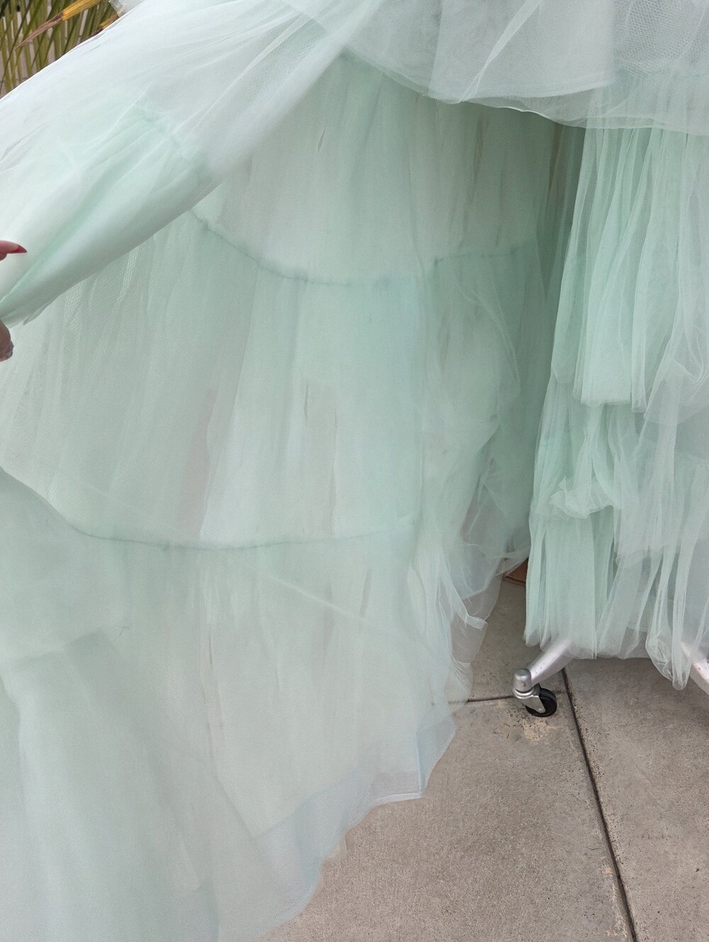 Mac Duggal Off-the-Shoulder High-Low Tulle Gown. - Picture 5 of 8